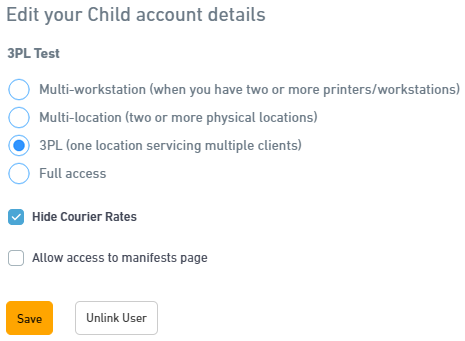 Hide Courier Rates ticked