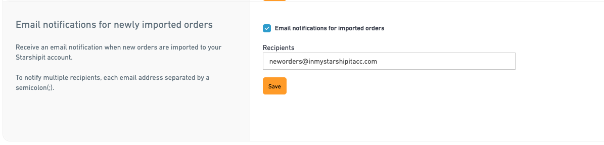 Email notifications setting