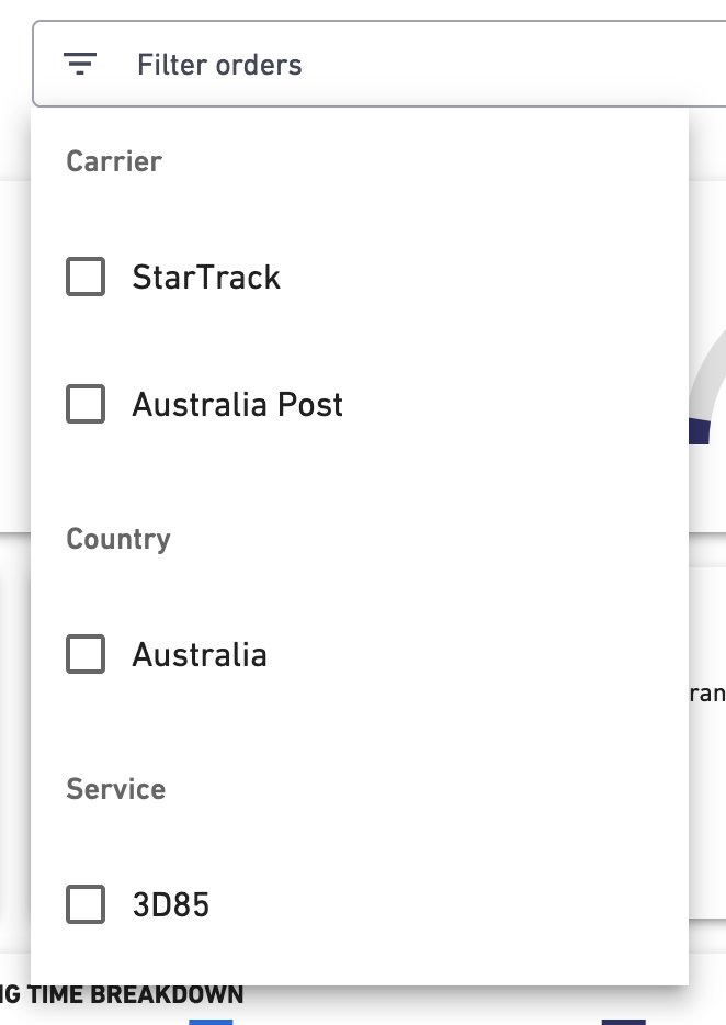 Shipping Performance - Filter