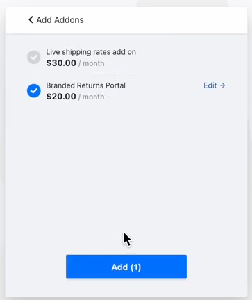 Add-on checkbox selection