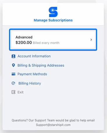Subscription details page