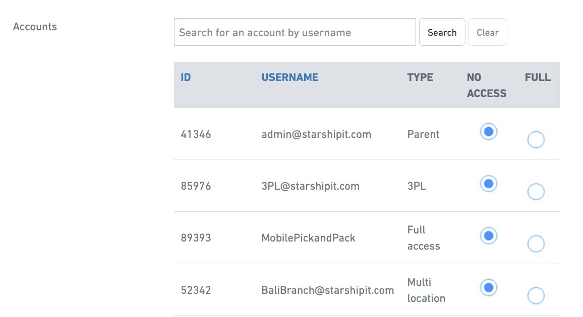 Account access selection