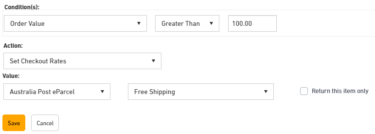 Free shipping for standard with live rates for express
