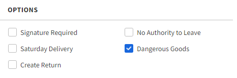 NZ Post dangerous goods option in order details