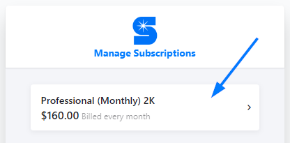 Manage Subscriptions page showing your plan
